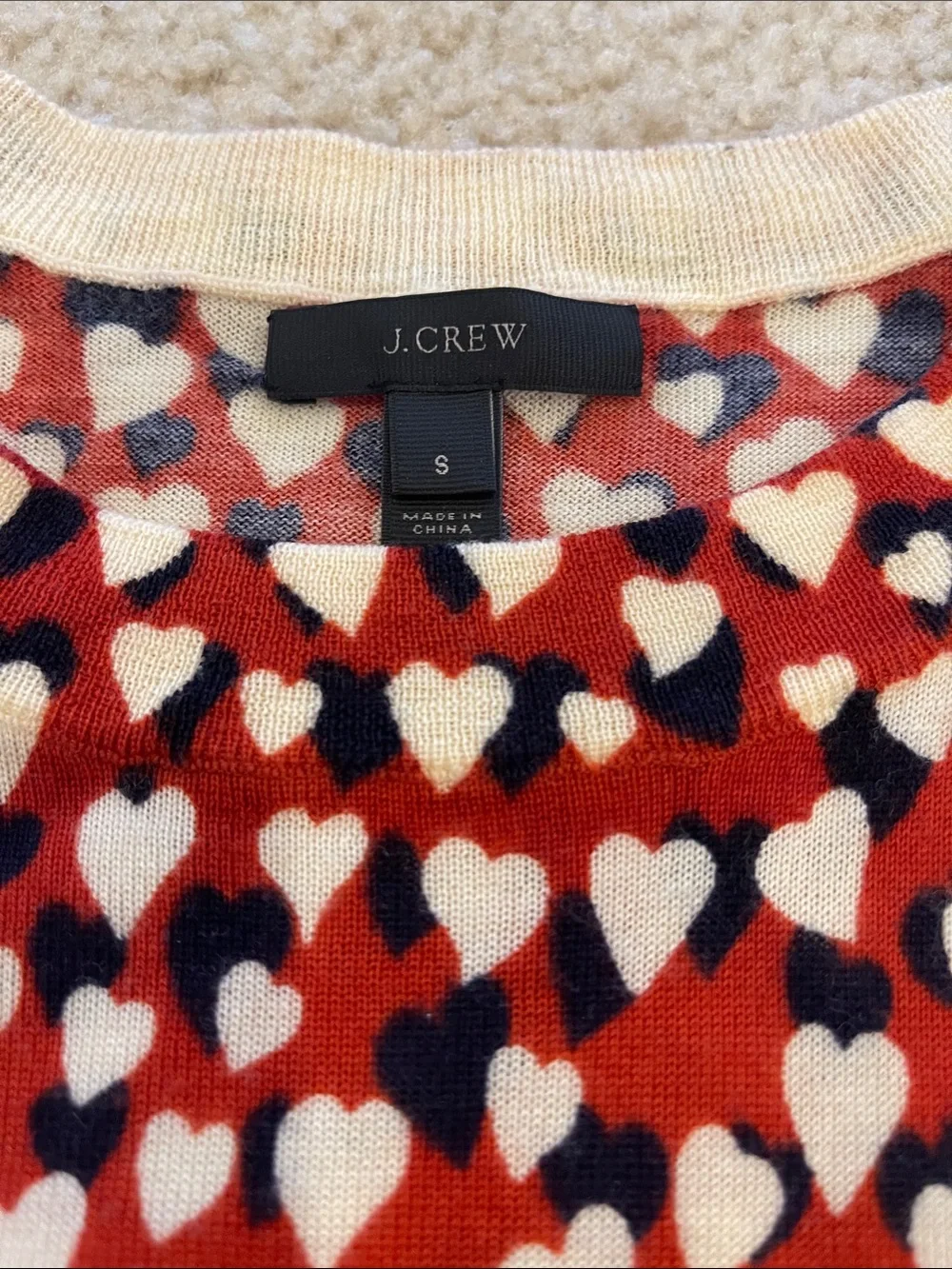 J.Crew Heart Pattern Sweater Size small
